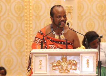 His Majesty King Mswati III delivers a sermon at the 2025 End of Year National Thanksgiving Prayer Service at Mandvulo Grand Hall, Lozitha Palace.