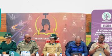Commissioner General LaMakhosini Dlamini with senior officials during the International Men’s Day event at Matsapha Correctional Centre. Photo by HMCS