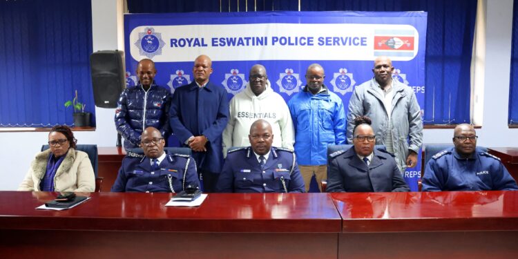 National Commissioner of Police Mr. Manoma Vusie Masango with the returning team of officers and senior colleagues after their training in Rwanda.