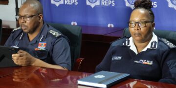 National Commissioner addresses the media on recent crime developments. Photo by Royal Eswatini Police Service.
