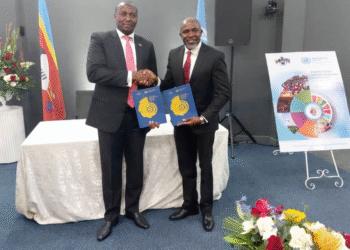 PM Russell Dlamini and UN resident coordinator, George Wachira during the officiation.