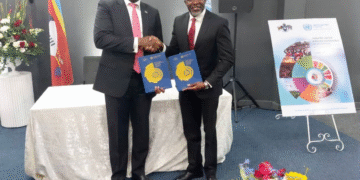 PM Russell Dlamini and UN resident coordinator, George Wachira during the officiation.