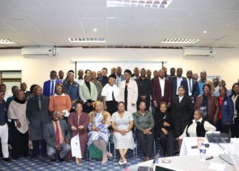 Stakeholders and officials pose for a group photo at the KEAS Annual Research Conference. Photo by Ministry of ICT