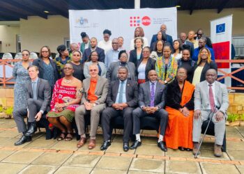 Acting Deputy Prime Minister Sikhumbuzo Dlamini with representatives from partner organisations at the launch of the 16 Days of Activism Against Gender-Based Violence. Photo DPMO