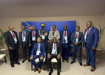 National Commissioner Manoma Vusie Masango with fellow police chiefs including South Africa's Lieutenant-General Nhlanhla Mkhwanazi during the 93rd INTERPOL General Assembly in Marrakech, Morocco.