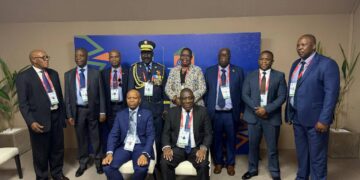 National Commissioner Manoma Vusie Masango with fellow police chiefs including South Africa's Lieutenant-General Nhlanhla Mkhwanazi during the 93rd INTERPOL General Assembly in Marrakech, Morocco.
