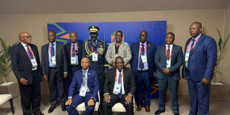 National Commissioner Manoma Vusie Masango with fellow police chiefs including South Africa's Lieutenant-General Nhlanhla Mkhwanazi during the 93rd INTERPOL General Assembly in Marrakech, Morocco.
