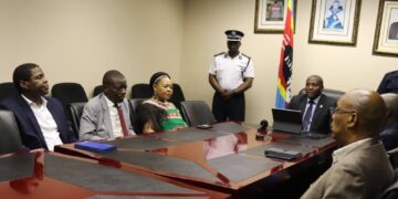 Prime Minister Russell Mmiso Dlamini engages with ministers including Pholile Dlamini-Shakantu, Minister of Foreign Affairs, and The Honourable Minister of Sports, Culture and Youth Affairs, Muzi Bongani Nzima, alongside other senior cabinet members. Photo by PM’s office