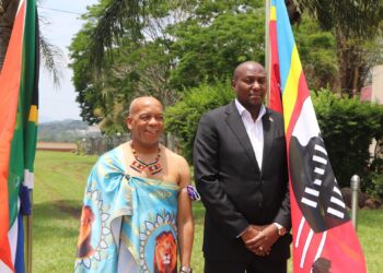 South Africa’s Minister of Electricity and Energy, Dr Kgosientsho Ramokgopa, with Prime Minister Russell Mmiso Dlamini during the courtesy visit in Ezulwini.