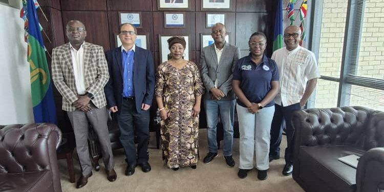 : African Development Bank and SADC officials pose for a group photo in Gaborone, Botswana, following the conclusion of the PROFISHBLUE project supervision mission on 28 November 2025. Photo by SADC
