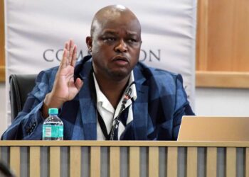 Oupa Brown Mogotsi testifies at the Madlanga commission at Brigitte Mabandla Judicial College in Pretoria on 18 November 2025. Picture: Gallo Images / Frennie Shivambu