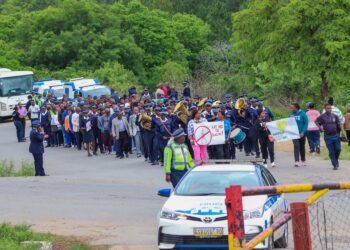 Participans marching during the event.