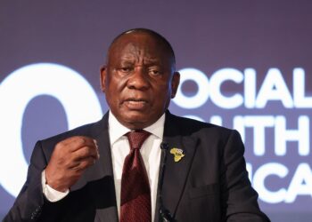 President Cyril Ramaphosa delivers the keynote address at the closing ceremony of the G20 Social Summit in Ekurhuleni