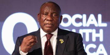 President Cyril Ramaphosa delivers the keynote address at the closing ceremony of the G20 Social Summit in Ekurhuleni