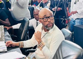 Vusimuzi ‘Cat’ Matlala takes his seat at Kgosi Mampuru Correctional Centre as he begins testimony before Parliament’s Ad Hoc Committee on police corruption.