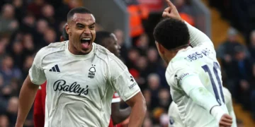 Murillo races toward the corner flag in celebration