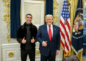 Cristiano Ronaldo and US President Donald Trump at the White House dinner. Photo by White House.