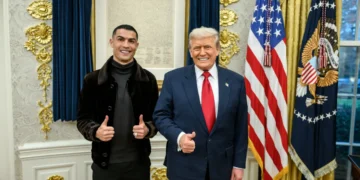 Cristiano Ronaldo and US President Donald Trump at the White House dinner. Photo by White House.