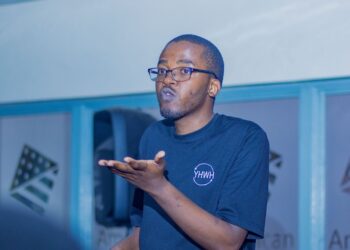 Siphiwo Lushaba speaking during the Talksy Wellness Mental Health Empowerment Series 2025 held at the American Corner in Manzini. Photo: Talksy Wellness