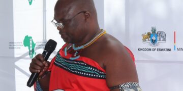 Honourable Minister Mabulala Maseko addressing guests and attendees at the 44th AAPAM conference launch in Matsapa