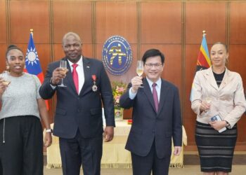 Commissioner Masango with his delegates and Taiwan’s Foreign Affairs officials raising a toast during the award ceremony in Taipei. Picture: Embassy of the Republic of China (Taiwan) to Eswatini