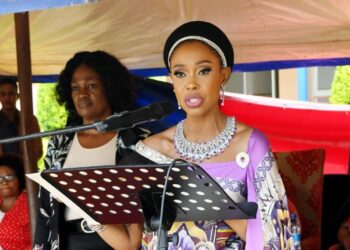 Inkhosikati Make LaNgangaza addresses attendees during Hospice and Palliative Care Day in Mbabane.
