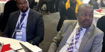 MSME Director Mluleki Dlamini (right) with African Alliance General Manager Victor Langa at the MSME workshop.