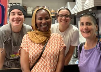 Zandile Mabaso with the team at Gelateria De’ Coltelli in Pisa, Italy, during her 10-day mentorship programme. Photo credit: EU in Eswatini