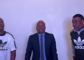 Moneni Pirates CEO Brian Dlamini with exiting coaches. Photo, Facebook