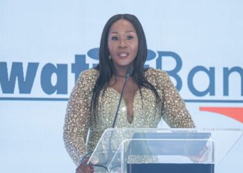EswatiniBank CEO Nozizwe Mulela addresses guests at the bank’s Business Gala Dinner in Mbabane. Photo by Eswatini Bank