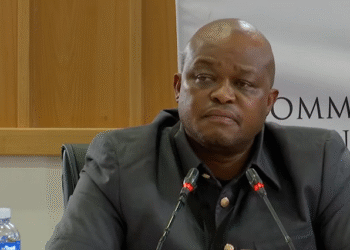 Brown Mogotsi on his second day of submitting evidence at the Madlanga Commission. Photo by SABC News