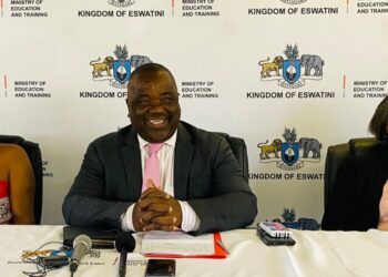 Minister of Education and Training, Owen Nxumalo making announcement. Photo, Khulekile Mhlanga