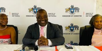 Minister of Education and Training, Owen Nxumalo making announcement. Photo, Khulekile Mhlanga