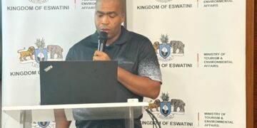 Ministry of Tourism and Environmental Affairs officer Vumelani Dlamini has tasked Shiselweni chiefs to lead sustainable wattle management. (Pic, Xolani Mngomezulu)