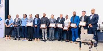 ERS Commissioner General Brightwell Nkambule with the companies after accreditation. Photos, Samkelisiwe Mavimbela