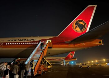Passengers board a TAAG Angola Airlines flight at Maputo International Airport. Photo: Supplied