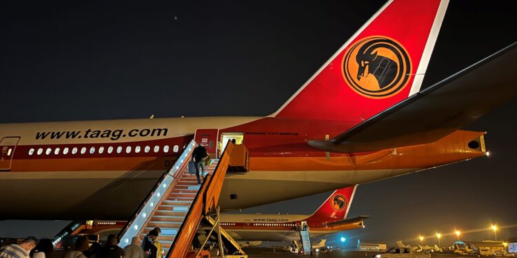 Passengers board a TAAG Angola Airlines flight at Maputo International Airport. Photo: Supplied