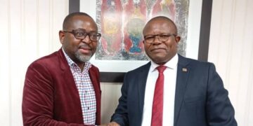 Minister Manqoba Khumalo meets World Vision Eswatini National Director Amos Zaindi to discuss boosting community entrepreneurship and economic development.
