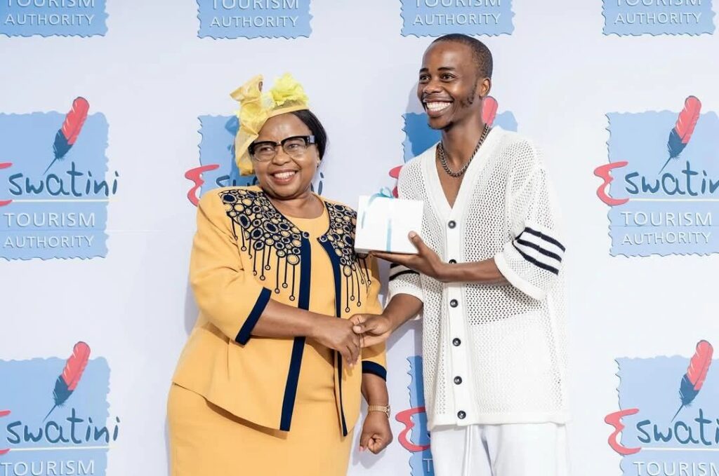 Gcinisizwe Buthelezi with Honourable Jane Mkhonta-Simelane, Minister of Tourism and Environmental Affairs, at Eswatini’s Easter activations.