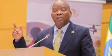 AU Commissioner for Agriculture, Rural Economy and Blue Economy, H.E. Moses Vilakati addressing participants at the closing session of the inaugural African Union Digital Agriculture Conference in Addis Ababa, Ethiopia.