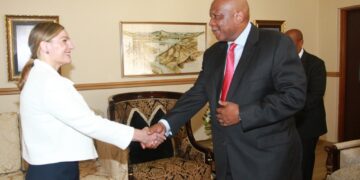Ambassador Rasa Jankauskaitė presents her Letters of Credence to His Majesty King Letsie III at the Royal Palace. Photo credit: MoFAIR LesothoAmbassador Rasa Jankauskaitė presents her Letters of Credence to His Majesty King Letsie III at the Royal Palace. Photo credit: MoFAIR Lesotho