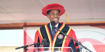 Prince Lerotholi Mohato Seeiso addresses guests and students during his inauguration as the first Chancellor of Lerotholi Polytechnic in Maseru on December 12, 2025. Photo by Ministry of Education and Training - Lesotho