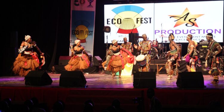 Performers take the stage at the closing of ECOFEST 2025, showcasing the rich cultural diversity of West Africa.