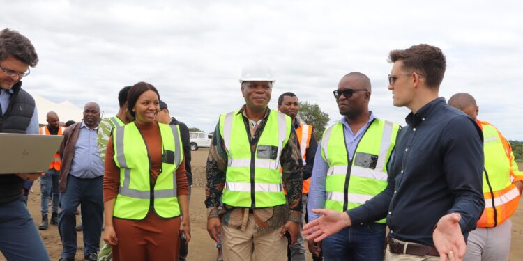 HRH Prince Lonkhokhela inspects progress at the Phuzumoya Strategic Fuel Reserve Facility in Siphofaneni alongside officials and project stakeholders. Photo credit: Ministry of Natural Resources and Energy Eswatini.