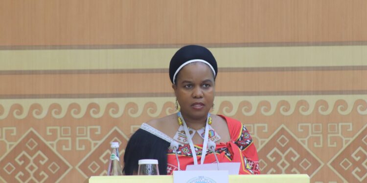 Princess Lindiwe addressing delegates at the International Conference on the Role of Women in Modern Society in Awaza, Turkmenistan.