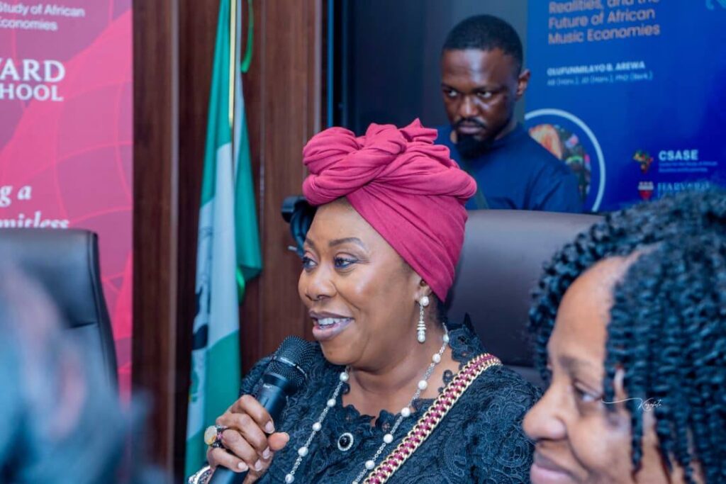 Lagos State Commissioner for Arts, Culture and Tourism, Mrs. Toke Benson-Awoyinka, addresses attendees during the 2025 Afrobeats Policy Report launch.