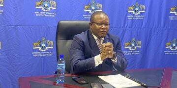 Minister of Commerce, Industry and Trade Manqoba Khumalo making announcements. Pic: Ministry of Commerce, Industry and Trade