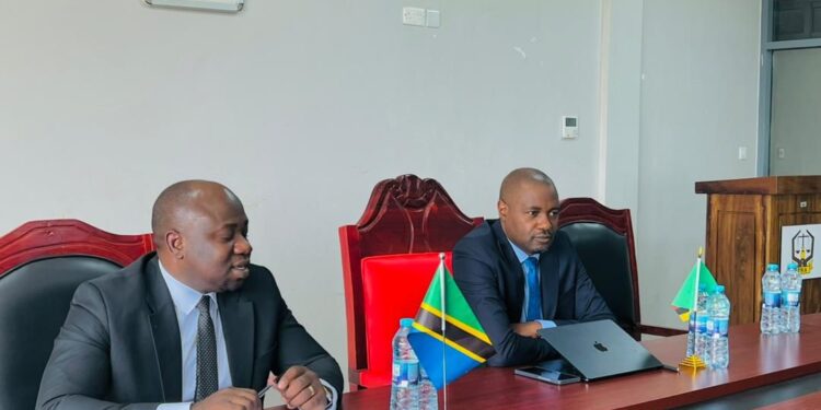 Zambia and Tanzania representatives co chair the Joint Technical Committee meeting on the Simplified Trade Regime at the Nakonde and Tunduma border post in Tanzania.