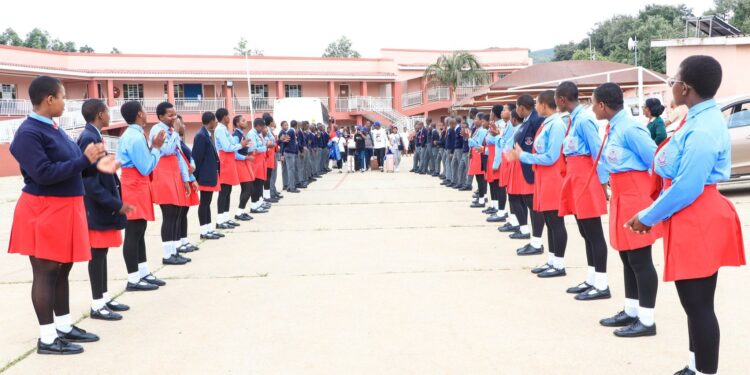 Some of the Vulamasango learners who contributed to the centre’s 92 percent Junior Certificate pass rate, pictured during celebrations at the institution. Photo by HMCS