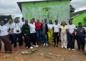 U.S. Marines and US Programs Alumni pose for a group photo after spreading holiday cheer at Gogo Nde’s home in Shiselweni. Photo by U.S. Embassy Eswatini